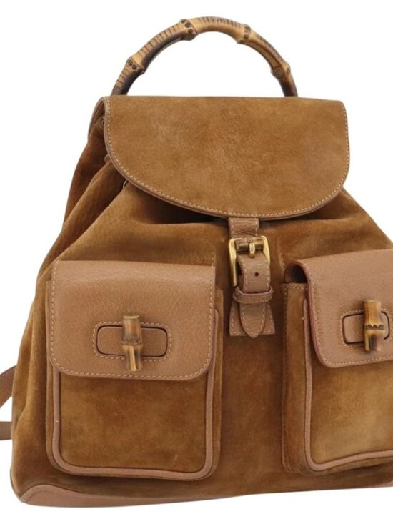 GUCCI Bamboo Backpack Suede Brown Gold 003 2058 0016 Auth 171248 main image 10